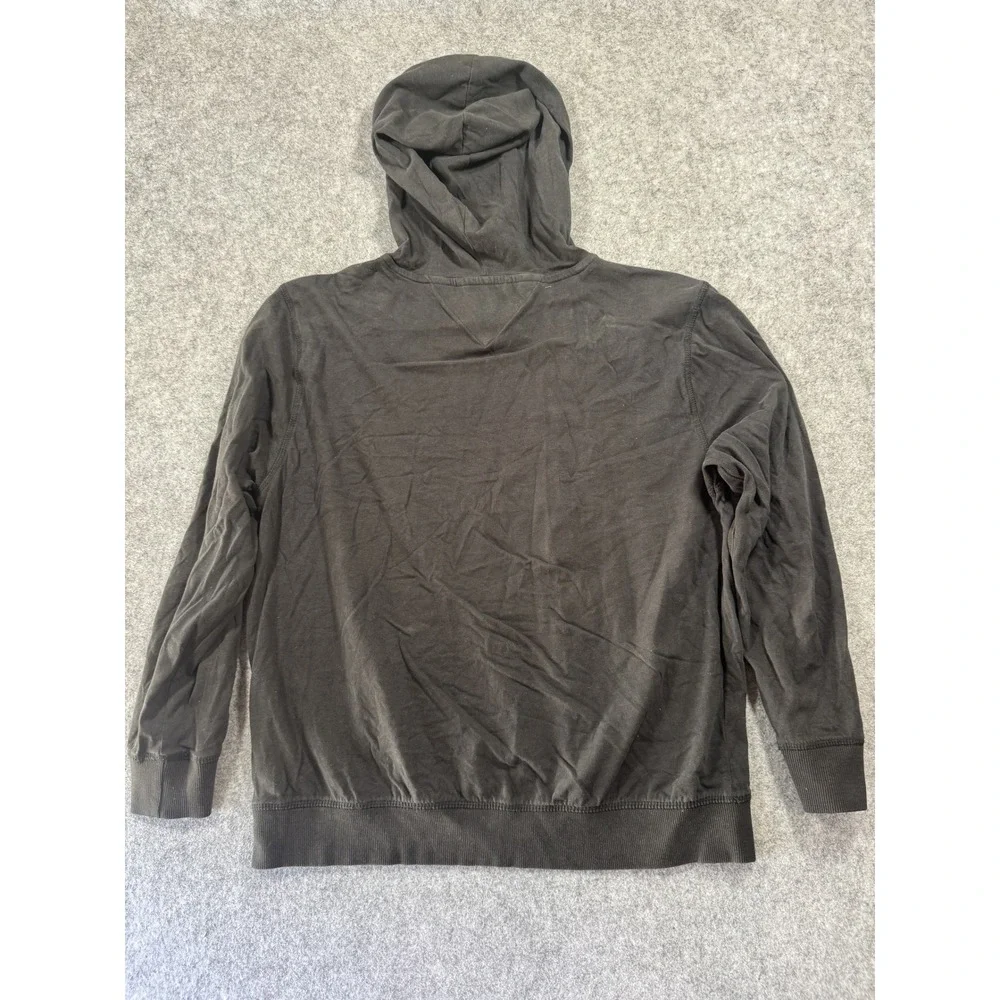 Tommy Hilfiger Logo Stripe Hoodie Large 16/18 Black Cotton Blend Pullover
